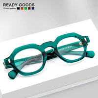 Dernier style, montures de lunettes rondes en acétate, logo personnalisé OEM/ODM, vente en gros, optique rétro, à la mode, légères, pour adultes, imprimées