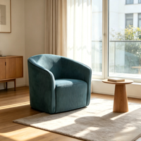 Fauteuil pivotant individuel CARLFORD style nordique, chaise d'appoint, fauteuil de salon, chaise de canapé d'hôtel, fauteuil moderne et confortable pour salon et chambre à coucher