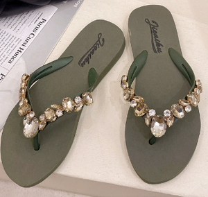 Sandalias de tacón plano de estilo coreano con estilo para mujer, zapatillas de playa con diamantes de imitación de vidrieras, nuevas <span class=keywords><strong>Chanclas</strong></span> de piedras de cristal a la moda - Product Image 6