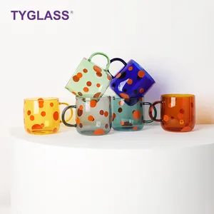 New design decal drinkware Borosilicate Glass mug Glass Coffee Cup Tea Gift Sets heat resistance Coffee Mug