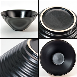 Juego de cuencos de Ramen Vintage de cerámica de 8 pulgadas con <span class=keywords><strong>cuchara</strong></span>, cuenco grande para sopa de fideos con cucharas para Pho Udon asiático Soba Matting Black - Product Image 5