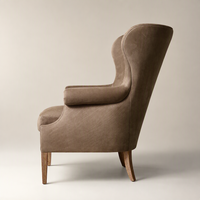 Fauteuil d'appoint moderne de luxe rembourré en cuir marron, design élégant, pour salon, hôtel, chambre à coucher