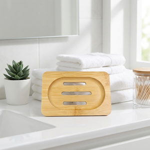 Support de Savon <span class=keywords><strong>en</strong></span> <span class=keywords><strong>Bambou</strong></span> Naturel, Plateau de Rangement Portable pour Savon, Boîte Conteneur pour Salle de Bain - Product Image 2