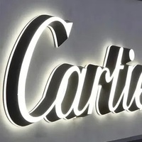 Papan Reklame 3D Custom dengan Lampu LED, Huruf Tepi Stainless Steel untuk Dekorasi Komersial Dalam Ruangan