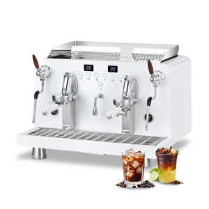 Máquina de Café Comercial, Cafetera Espresso Automática de Doble Cabezal de Acero Inoxidable, Cafetera Espresso Profesional para Cafetería - Product Image 1