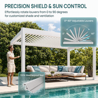 Pergola bioclimatique motorisée d'extérieur, toit à lames orientables rétractables, gazebo, auvent en aluminium, balcon