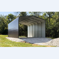 Abri de voiture et garage en acier à double pente, structure légère préfabriquée économique avec montage facile, design moderne pour entrepôt et stockage