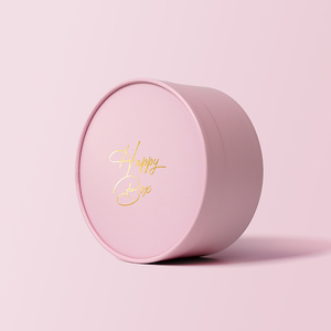 Caja Cilíndrica Rosa de Cartón de 2 mm <span class=keywords><strong>con</strong></span> Logotipo Estampado en Caliente, UV, Flores, Chocolate, <span class=keywords><strong>Galletas</strong></span>, Caja de Embalaje Cosmético, Laminación Mate, Diseño Gratuito - Product Image 1