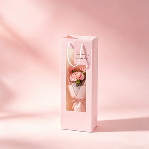 Elegante Bolsa de Regalo Transparente con Diseño Floral para el Día de la Madre, San Valentín, Agradecimiento a las Maestras, con Asa de Estilo Chic - Product Image 1