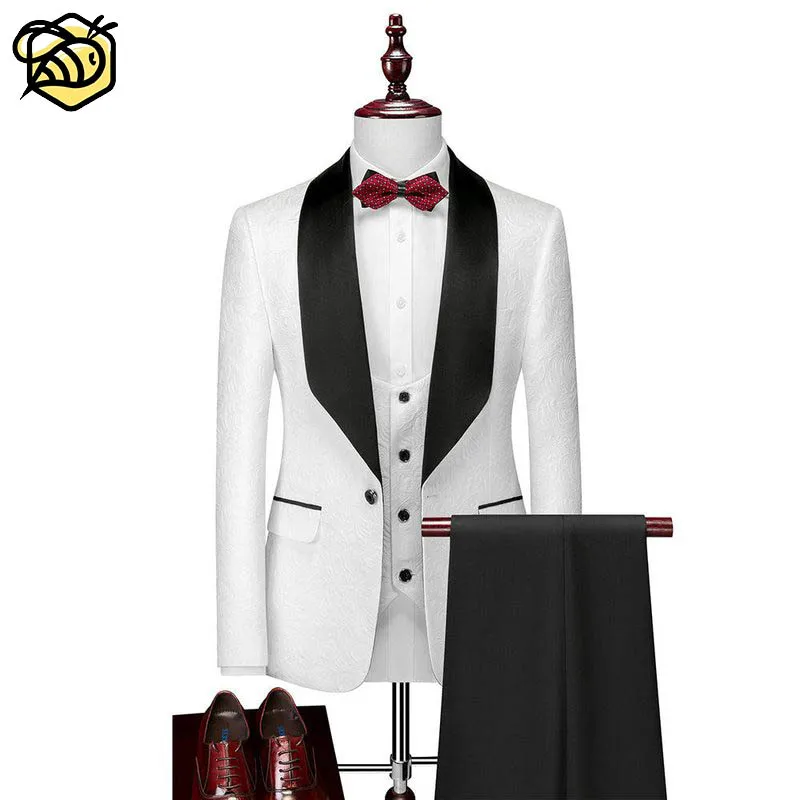 2022 Hochzeit Groom smen (Blazer Weste Hosen) 2019 Plus Size Herren anzüge & Blazer Decke 3 Pcs Set Herren Solid Casual Business Anzug