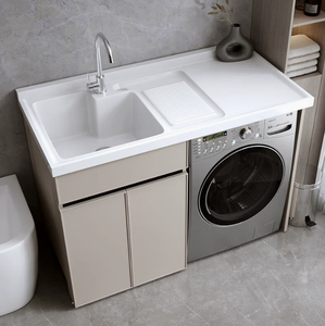 Outdoor Waterproof <b>Wall</b>-Mounted Aluminum Laundry <b>Cabinet</b> with UV-Resistant Utility Basin - Product Image 6