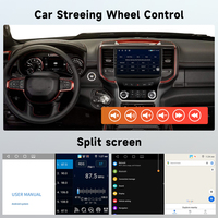 Podofo pour Dodge Ram 2019-2024, autoradio Android double DIN 9 pouces, audio de voiture 4+64G, CarPlay/Android Auto sans fil, OEM ODM