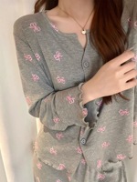 Ensembles de vêtements de nuit automne pantalons à manches longues pyjamas femmes Cardigan décontracté Simple confortable glace fil de soie ensemble pyjamas