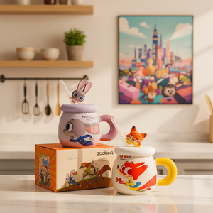 Disney Karikatür Seramik Kupa, Pipetli, Kapaklı ve Tutacaklı, Çocuklar ve Ev Kullanımı için Kahve Süt Kupası ve Noel Hediyesi - Product Image 2