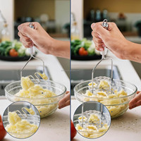 Aardappelstamper, Aardappelpuree-stamper, Roestvrijstalen Stamper Keukenhulp voor Avocado, Bonen, Fruit, Groenten, Eten