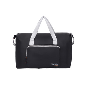 <b>Lightweight</b> Grid Nylon <b>Hand</b> Travel Bag White Webbing Handle Orange Zipper Pull Men Women Business Trip Gym Clothes Storage Bag - Product Image 3
