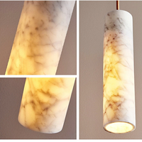 Luminaire suspendu cylindrique en albâtre naturel, lampe de salle à manger, lampe de chambre d'hôtel, lampe de salon