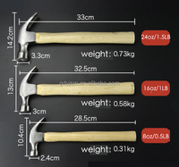 Marteau à griffes de qualité supérieure, tête en acier au carbone de 16 oz, manche en bois dur, qualité industrielle, avec garantie de 3 ans
