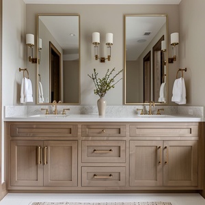Set di Mobili da <span class=keywords><strong>Bagno</strong></span> Moderni 60 Pollici, Fornitore di Alta Qualità, Mobile da <span class=keywords><strong>Bagno</strong></span> con Specchio, Armadietto in Legno Massello con Doppio Lavabo - Product Image 1
