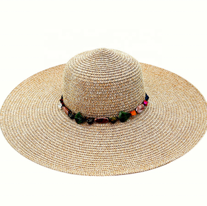 Chapeau de soleil à large bord pour femmes d'extérieur, chapeaux de paille colorés, chapeaux de soleil UV de créateur en <span class=keywords><strong>pierre</strong></span> pour femmes, voyage, vacances - Product Image 6