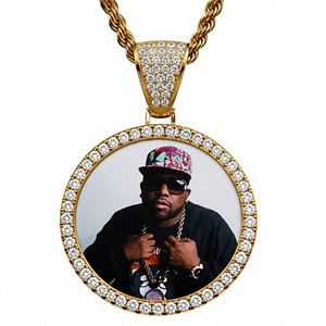 Colgante Redondo de Moissanita, Estilo Hip Hop, Cadena de Eslabones Redondos, Chapado en Oro, Plata 925, Joyería Unisex - Product Image 6