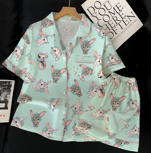 Ensemble de pyjamas d'été à manches courtes Nouveau style imprimé d'animaux mignons et doux tempérament - Product Image 4