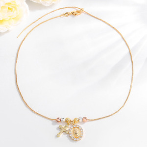 Collier croix <span class=keywords><strong>Notre</strong></span>-<span class=keywords><strong>Dame</strong></span> de Guadalupe en or pour femmes, collier pendentif Vierge Marie en CZ, bijoux religieux - Product Image 2