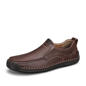 Hand Sewn Men Leather <b>Shoes</b> Slip On <b>Shoes</b> Comfort Walking <b>Shoes</b> <b>Soft</b> Full Leather Upper Non Slip Sole For Urban Daily Leisure - Product Image 5