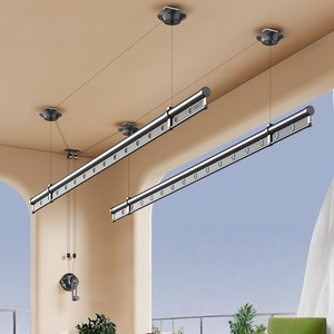 Balcony adjustable metal hand cranked top mounted fixed cooling double/triple pole lifting clothes <b>rack</b> - Product Image 2