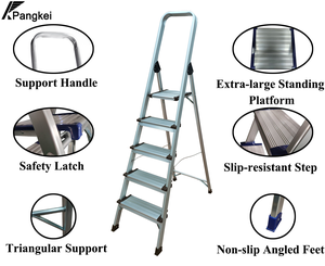 <span class=keywords><strong>Escalera</strong></span> Plegable <span class=keywords><strong>de</strong></span> Aluminio <span class=keywords><strong>de</strong></span> <span class=keywords><strong>5</strong></span> <span class=keywords><strong>Peldaños</strong></span>, Resistente y Ligera, con <span class=keywords><strong>Peldaños</strong></span> Anchos Antideslizantes, <span class=keywords><strong>Escalera</strong></span> Compacta Tipo Espiga para Bricolaje en el Hogar - Product Image 2