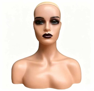 Double Shoulder Head Model Female Dark Skin Tone Half-Length Model Head Photo Display Wig <b>Hat</b> Accessories Model Head <b>Stand</b> - Product Image 4