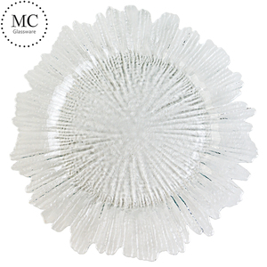 Assiettes de présentation dorées pour mariage <span class=keywords><strong>Assiette</strong></span> en <span class=keywords><strong>verre</strong></span> doré pour dîner Assiettes bleues pour mariage Set de vaisselle - Product Image 4