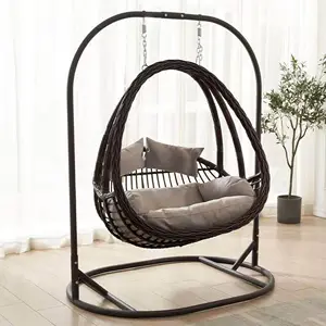 Modern Space Saving Living Room Chairs Rattan Egg Swing Hammock Chairs Outdoor Folding,Egg Chairs with Stand for Patio Bedroom/