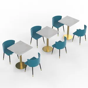 Conjunto de mesas e cadeiras de veludo moderno personalizado para restaurantes, pubs, hotéis, lanches, fast food, cabine de móveis