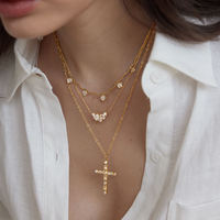 Kalung Liontin Geometris Persegi Bulat Berlapis Emas 18K PVD Klasik Elegan dengan Zirkon Putih, Perhiasan Baja Tahan Karat untuk Wanita, Hadiah