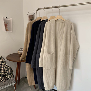 Cardigan in Maglia Spessa da <span class=keywords><strong>Donna</strong></span> per l'Autunno, Produzione OEM, Maniche Lunghe, Taglia Grande, Casual, Maglione Lungo Basico - Product Image 1