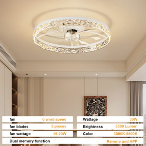 Ventilador de Techo Moderno Minimalista de Alta Calidad con Luz, Reversible, Montaje Empotrado, Regulable, Cuerpo de Hierro para Dormitorio, Motor de Corriente Continua - Product Image 6