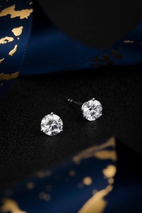 Cultivated Diamond Round Solitaire Stud <b>Earrings</b> 0.77ct Platinum 950 0.55g <b>Fine</b> Jewelry - Product Image 6