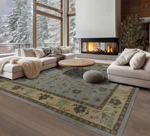 Alfombra de lana abstracta tradicional con mechones a mano de pizarra de lana antideslizante tamaño personalizado disponible para el hogar Multicolor - Product Image 1