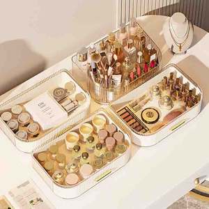 Istiflenebilir çekmece ve 360 ° dönen fırça tutucu ile büyük kapasiteli cilt bakımı makyaj kozmetik depolama organizatör - Product Image 2