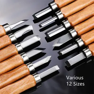 Set di strumenti per intaglio del legno Kit per intaglio del legno Kit di coltelli per intaglio del Chip e scalpelli per legno Kit di coltelli per principianti lavorazione del legno 12 pezzi