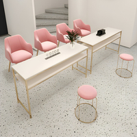 Ensemble de table de manucure simple ou double, mobilier de salon de manucure de luxe léger, personnalisation OEM, solution complète pour projets de salon