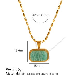 Collane con Ciondolo in Amazonite Impermeabile, Collane con Ciondolo in Pietra Naturale in Acciaio Inossidabile per Donne - Product Image 6