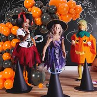 Kit d'arche de ballons en latex orange et noir pour Halloween, avec balles citrouille et balai de sorcière, pour extérieur, guirlande de ballons pour la fête de la Toussaint, décoration de fête