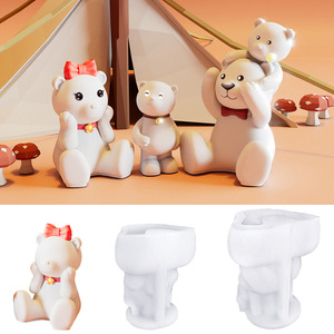 Early Riser DIY hecho a mano tridimensional oso vela molde oso papá oso madre aromaterapia yeso adornos molde de silicona - Product Image 1