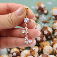 Xinfocus 2026 Nouvelle conception Anneaux de nombril en cristal Acier inoxydable Piercing de nombril Plaqué or Bijoux de corps pour femmes et hommes