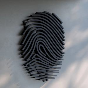 Sculpture abstraite moderne en bois noir Design d'empreintes digitales unique Art mural pour décoration murale d'accent de maison de sanctuaire - Product Image 6