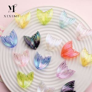 Cadena de cuentas de plástico transparente a granel con forma de cola de pez de resina mixta 27*26mm cuentas acrílicas brillantes para pulsera collar Fabricación de bolígrafos de joyería - Product Image 2