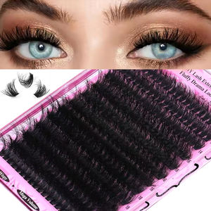 Pestañas en Racimo Segmentadas para DIY al por Mayor Marca Privada 200 Piezas Suaves y Esponjosas Longitud Mixta 14-20MM Logo Personalizado Curvatura D Natural - Product Image 2