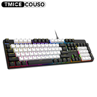Clavier mécanique filaire ergonomique pour gamer et bureau, personnalisé, pleine taille, 104 touches, interrupteurs rouges, RGB, anti-ghosting